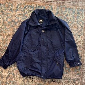 Helly Hansen Men's L Navy Blue Hooded Raincoat/windbreaker Helly Tech packable